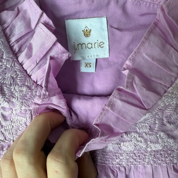 Purple Lace Embellished Blouse J.marie XS - Picture 6 of 7